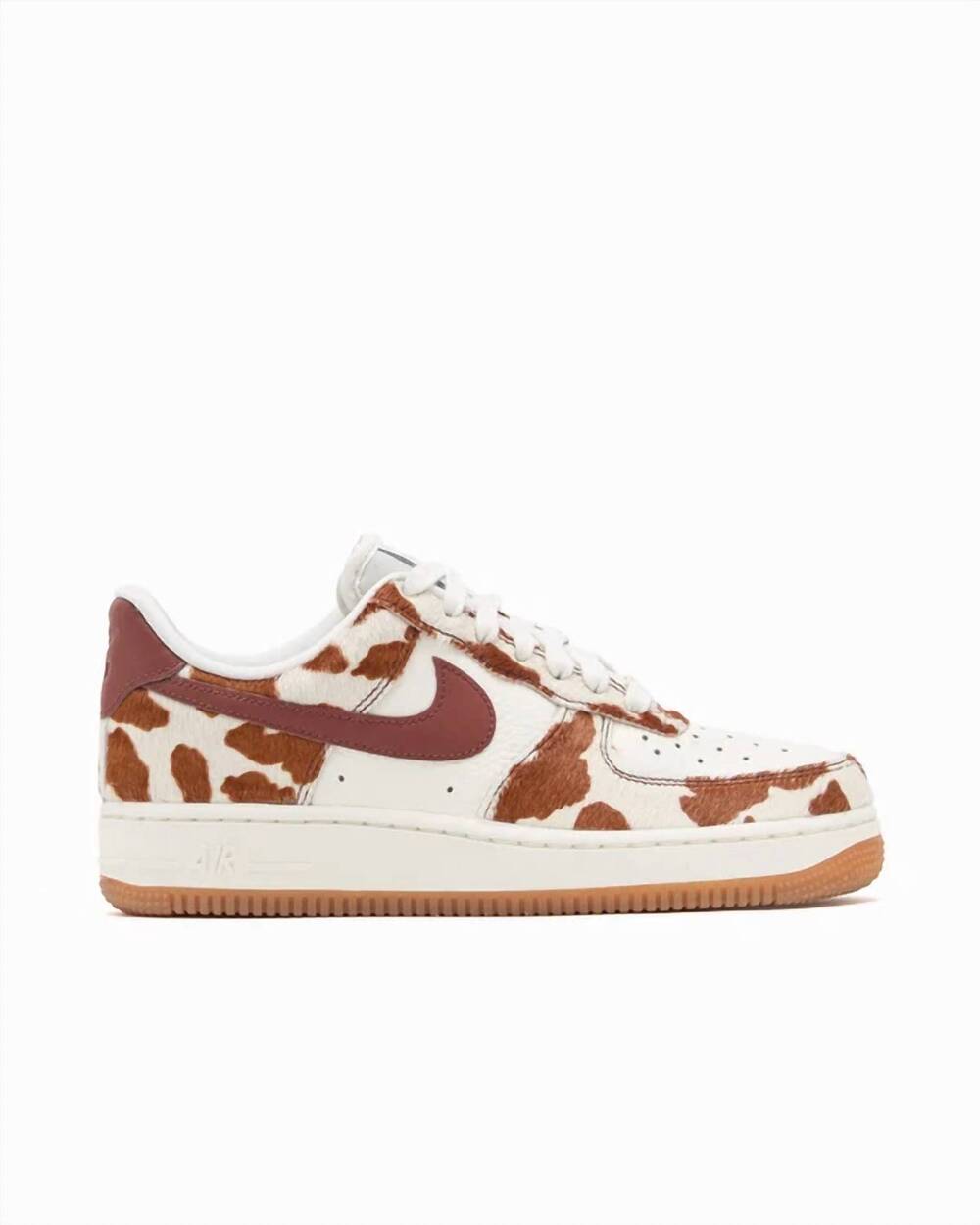 NEW NIKE women's air force 1 '07 cow print top sneakers in filed brown/sail-fiel